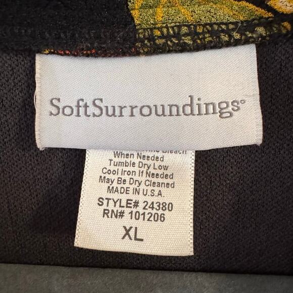 Soft Surroundings Womens Black Floral Trim Asian 1-Button Kimono Jacket XL USA - Picture 5 of 6